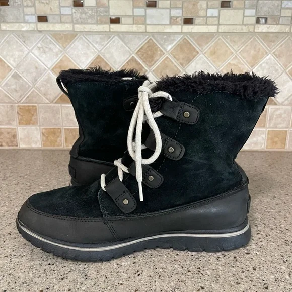 Sorel Women’s Joan Explorer Cozy Black Leather/Suede Size 8 - Picture 5 of 10